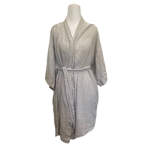 Hearth& Hand By Magnolia  Women's  Linen  Gray White  Pockets  Sz M/L - Picture 1 of 5